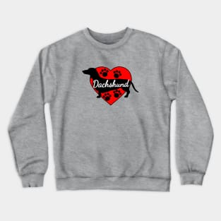 Dachshund Love Dog Paws And Red Hearts Crewneck Sweatshirt